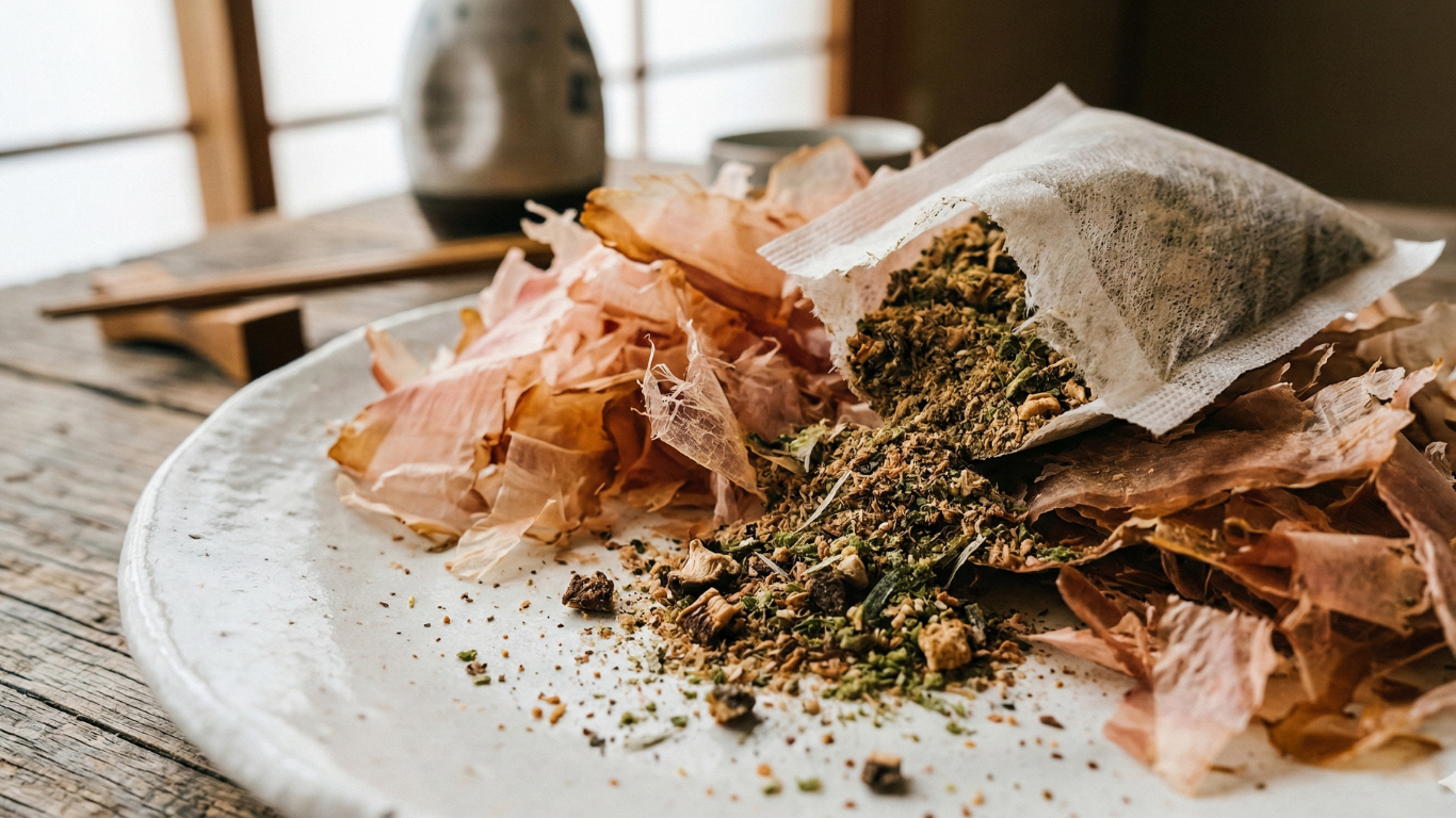 だしパックを鍋に入れて煮出している様子