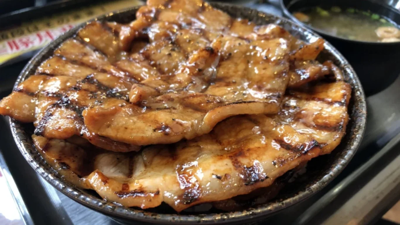 帯広名物の十勝豚丼 炭火焼きの豚肉と甘辛タレ