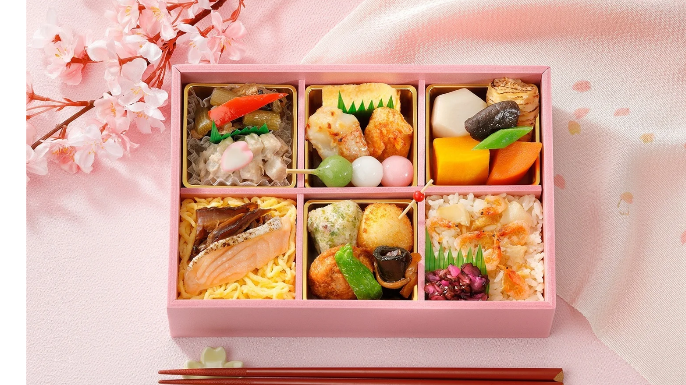 花見の弁当と満開の桜